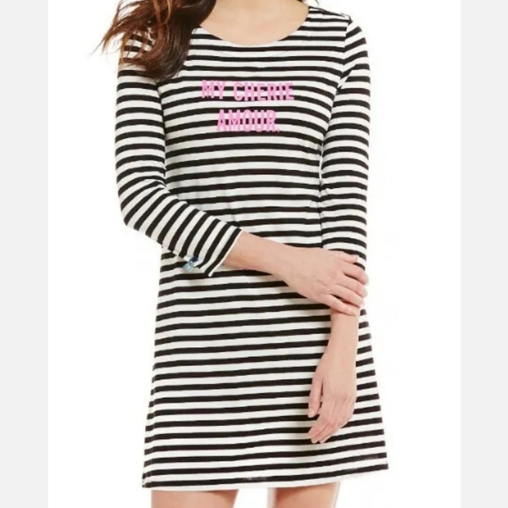 Kate Spade New York My Cherie Amour Striped Jersey Sleepshirt Large